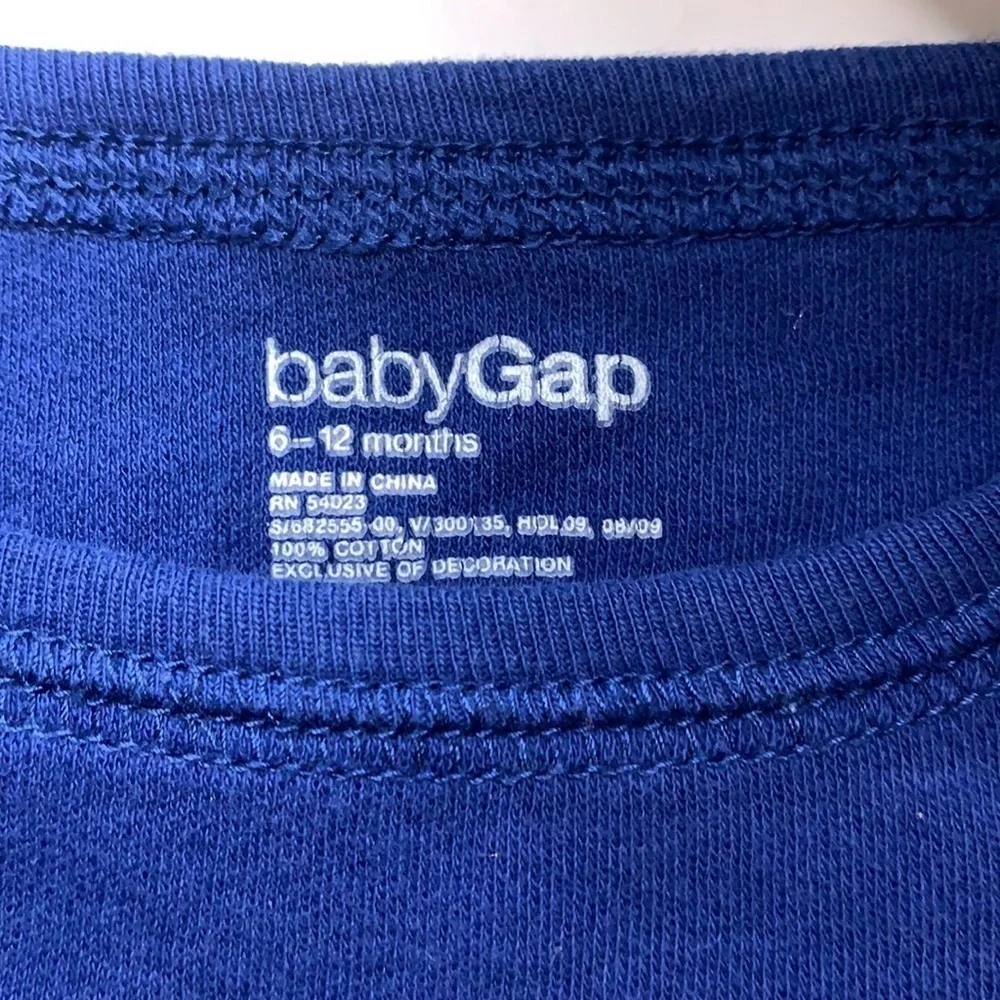 Baby Gap chubby little long sleeve bodysuit unisex blue infant 12 months